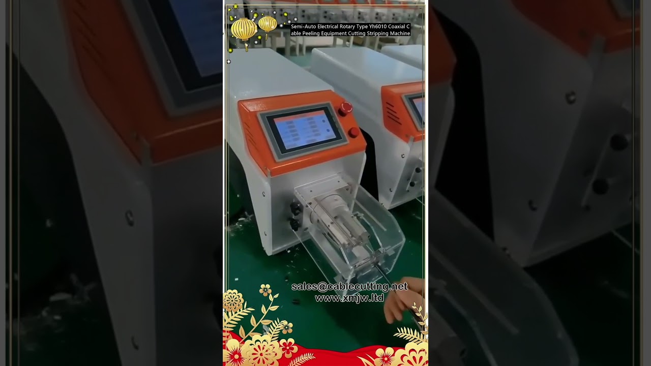 Semi Auto Electrical Rotary Coaxial Cable Peeling Equipment Cutting Stripping Machine